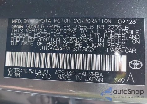 2023 Toyota Crown Limited z USA, uszkodzony, nr VIN JTDAAAAF9P3018029